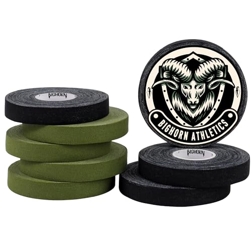Bighorn Athletics Finger Tape, Female Tin, 0.5"x45ft,8Rolls,Mil Green/Black | Climbing tape with retro design tape holder for tension support & bouldering. EZ tear, strong adhesive, residue-free. - color: Military Green & Black