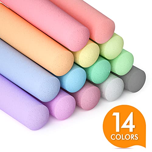 feela 168 Pack Sidewalk Chalk, Sidewalk Chalk Set For Kids Jumbo Chalk Bulk, Great for Kids Family, Paint on Sidewalk Wall School Driveway Blackboard Street Playground, 14 Colors - color: 168 pack