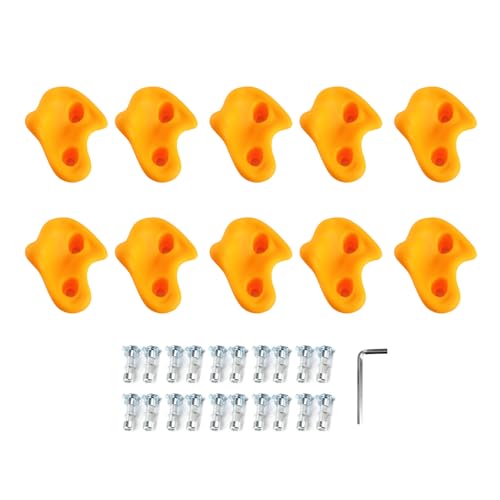 Keenso Rock Climbing Holds, PE Rock Wall Hold Set 12PCS with Screws and Wrench, Ergonomic Grip, 80kg Capacity, 12.5 X 10cm, for Indoor Outdoor Kids Adults Training - color: Yellow