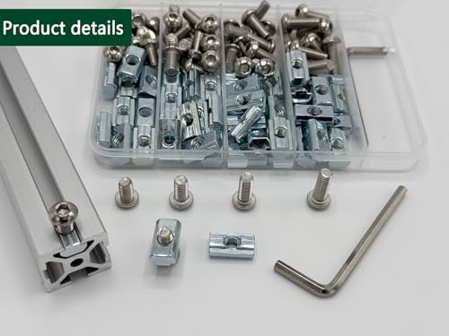 80 pcs M6 T Nut Screws Kit for 1010 1020 Aluminum Extrusion, 40 pcs Silver M6x10/12/14/16mm Hexagon Socket Screws and 40 pcs M5 Sliding T-Nuts with 1 pcs M6 Hex Wrench - style: 80pcs 10 Series Screws Kit Silver