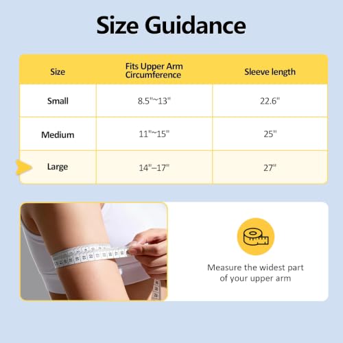 Comfytemp Air Compression Arm Massager for Circulation and Pain Relief, L | Recovery for Tennis Elbow, Edema, Portable Full-Arm Compression Sleeve, Ideal for Men Women (Fits Upper Arm 14"~17") - size: L, 14"~17"