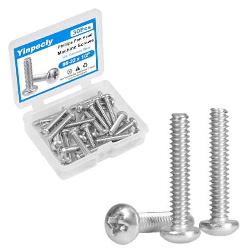 30 Pcs #6-32 x 3/4" Pan Head Machine Screws, 304 Stainless Steel, Truss Head Bolts, Full Thread, Bright Finish, Phillips Drive for Furniture Repairs and 3D Printer - size: #6-32 x 3/4"