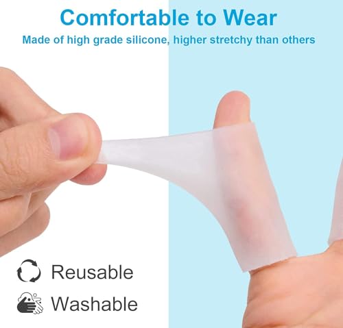 Sumifun Finger Sleeves, 20PCS Gel Thumb Finger Tubes for Arthritis, Trigger Finger Pain, Silicone Fingers Protector for Golf, Basketball, Golf, Rugby, Cracked Finger - color: Clear