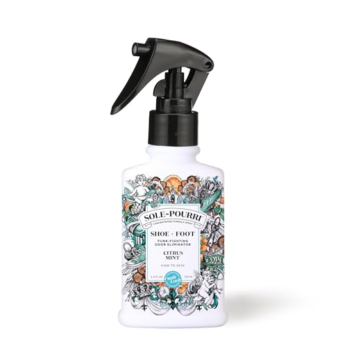 Sole-Pourri Shoe Deodorizer + Foot Spray, 3.4 Fl Oz, Up to 150 Uses, Funk-Fighting Odor Freshener with Essential Oils, for Smelly Shoes, Feet & Gym Bags, Citrus & Mint Scent - size: 1 Ounce (Pack of 1), style: Citrus Mint