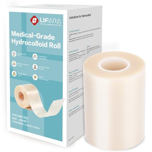 LIFARA Hydrocolloid Roll for Wound Care - Cut-to-Size, Extra Large Hydrocolloid Patch Bandages with Self-Adhesive, Waterproof, First Aid Kit Essential (3in*8ft, 11.8mils/ 0.3mm Thickness) - size: 3in*8ft, 11.8mil/ 0.3mm Thickness