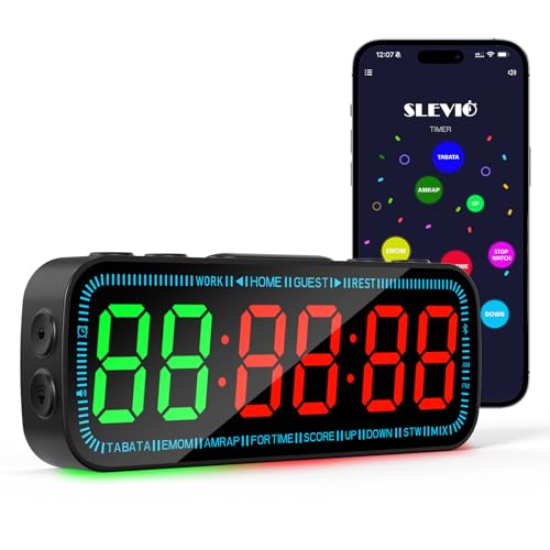 Gym Timer Clock Bluetooth App Controlled Magnetic Workout Interval Timer, Home Large LED Digital Display, Countdown Clock for Score Crossfit, Tabata, HIIT, EMOM, Boxing