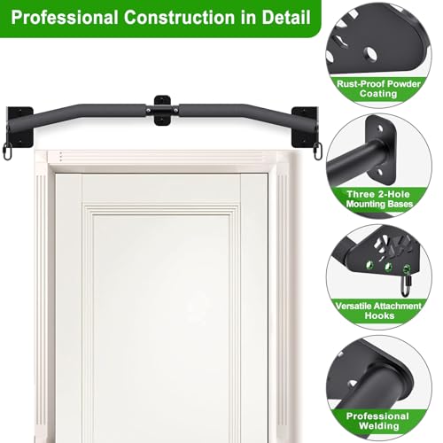 SELEWARE 32"/36" Wall Mount Pull Up Bar Joist Mount Chin Up Bar for Doorway | Heavy Duty Steel Construction Support 450 lb, w/Resistance Band Hooks, Fits 32"/36" Wall Studs for Home Gym Strength Training - size: B: 32" x 1.6" Dia Grip