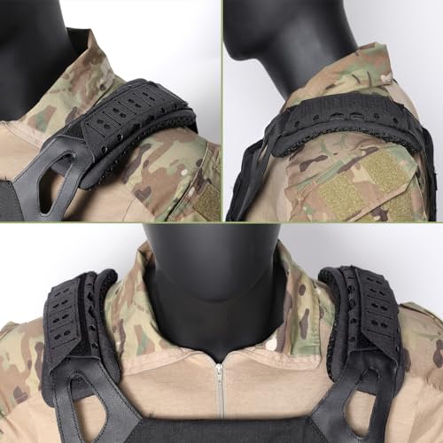 WYNEX Shoulder Strap Pad for Vest Carrier Accessories 2 Pack | 1000D Nylon Tactical Plate Shoulder Pads Strap Cushion, Flak Vest Shoulder Pads, Soft 3D Mesh Pads with Tactical Gear for Men - color: Black