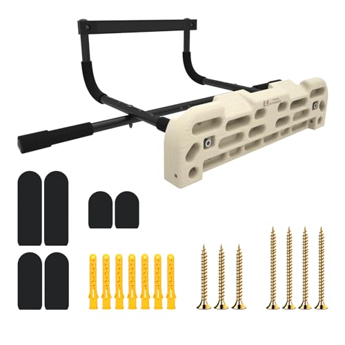 Hangboard Rock Climbing Hangboard with Door Way Pull Up Bar; Including Jugs, Pinches, Pockets, Edges and Slopes for Rock Climbing Training