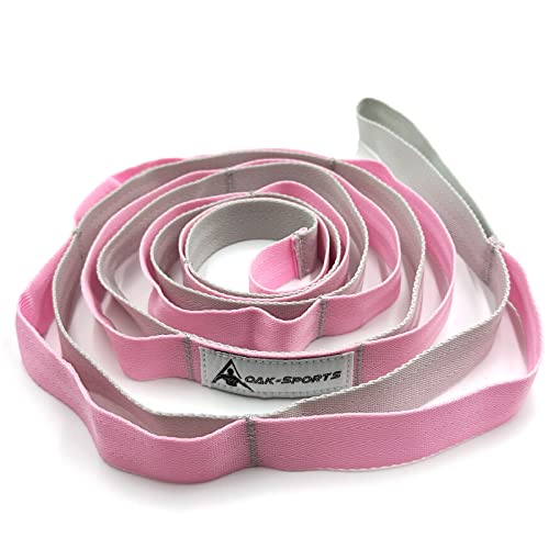 Stretching Strap Yoga Strap with Loops, Stretch Straps for Physical Therapy, Non-Elastic Exercise Strap for Pilates, Dance and Gymnastics with Workout Guide - color: Pink/Light Gray