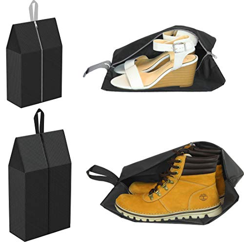 Simple Houseware Travel Shoe Bags, Set of 4 Waterproof with Zipper, Black