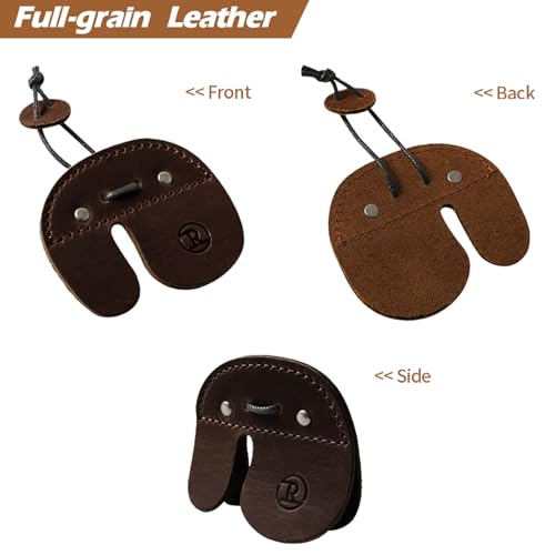 Leather Archery Finger Tabs,Handmade Archery Finger Guard for Shooting Practice Gear, Recurve Bow Fingers Tab - color: Red Brown