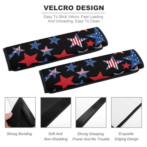 1 Pair Universal Soft and Comfortable Seat Belt Shoulder Pad for Adult Use, Stroller Pushchair High Chair, American Patriotic Stars Flag Neck Strap Covers, Anti-Slip Pad - color: Pattern 961