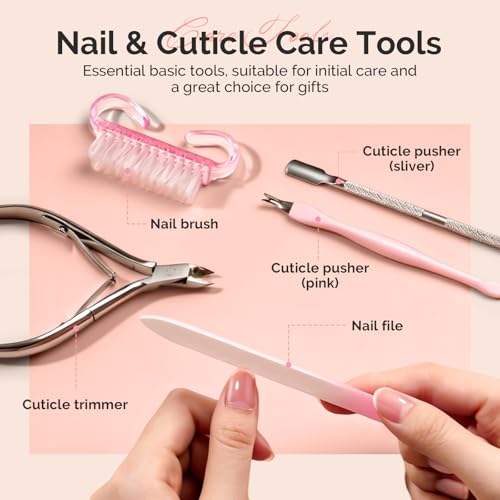 MelodySusie Cuticle Remover Kit 25ML Cuticle Remover Cream and Oil | Cuticle Nipper,Trimmer Pusher,Nail File and Brush for Cuticle Softener & Moisturize Manicure Kit for Nail Care - size: 7Pcs Milk & Honey