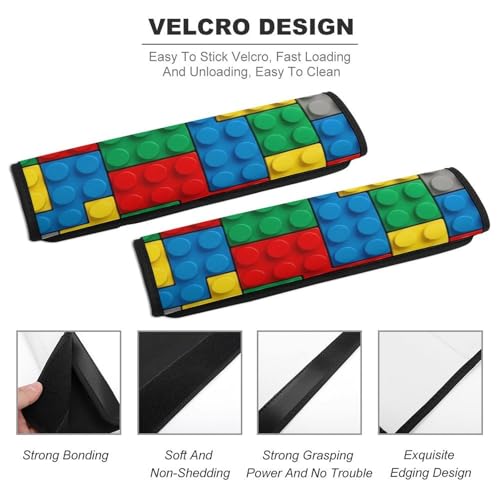 2 Pack Construction Colorful Bedding Brick Red Yellow Green Blue Grey Seat Belt Shoulder Pad Breathable Shoulder Harness Cover for Child, All Vehicles, Neck and Shoulder Support - color: Pattern 986