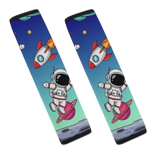 1 Pair Astronaut Space Man Space Rocket Planet Art Car Seat Straps Shoulder Pads Soft Padded Harness Pads Strap for Adult Use, Stroller Pushchair High Chair, Comfortable Driving - color: Pattern 981