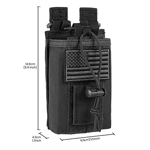 FRTKK Tactical Radio Holder - Molle Radio Pouch Universal Case for Police Firefighter Two Ways Walkie Talkies Vest (Black) - color: Black