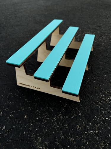 Teak Tuning x Session Wooden Fingerboard Obstacle - The Bleachers, Baltic Birch Wood with Teal Acrylic Surface, 9.75 x 6.25 x 3.5 Inches