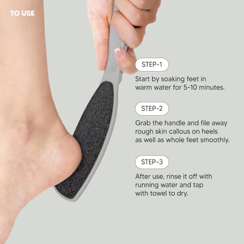 Wide Emery, Double-Sided Pedicure Tool, Colossal Foot File for Men & Women, Effective for Cracked Heel, Callus Remover, Foot Scrubber, Professional, (Gray) - color: Gray
