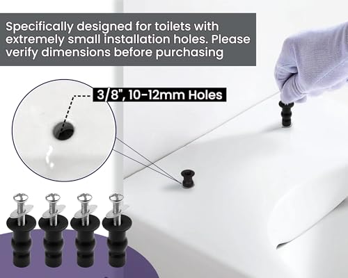 3/8" Dia Toilet Seat Screws Replacement Kit for Select Kohler One-Piece Toilet - Top Mount Hinges Toilet Bolts with Rubber Anchor Nuts, Compatible with Kohler Toilet Seat Parts K-84999 & K-85040-4PC - style: Special styles fit 10-12mm holes