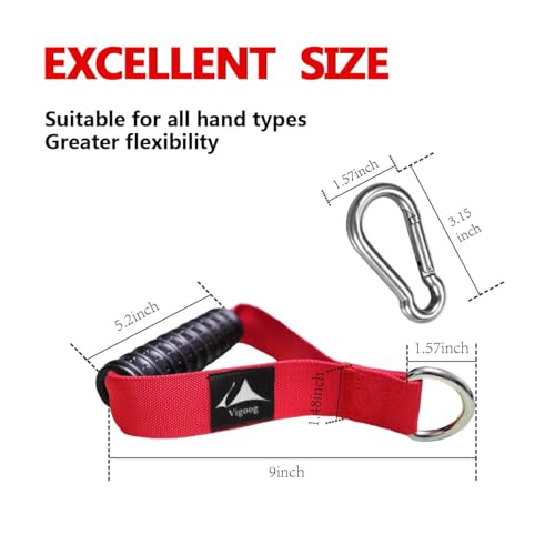 Heavy Duty Gym Exercise Handles Attachment for Cable Machine,Resistance Band,Pulley System Home Fitness Workout Equipment, with Elastic Rubber Grip and 2 Large Carabiners - color: Glory Red XW