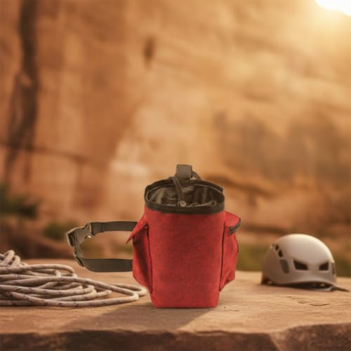 Climbing Chalk Pouch Convenient Chalk Bag with Drawstring Closure and Adjustable Belt for Suitable for Climbing Weightlifting Training - color: Wine