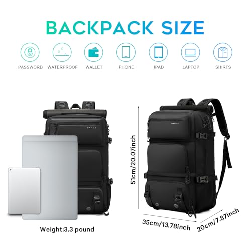 FUTURE AESTHEICS Travel backpack Carry-on Travel Backpack For Women Men Flight Approved Business Weekender Overnight Waterproof Daypack (Black) - color: Black