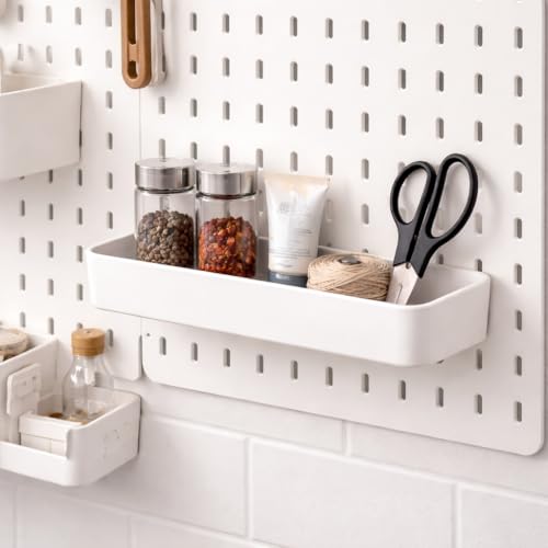 Chris.W 2Pack Pegboard Trays Shelf White Pegboards Bins Pegboards Spice Holder - Compatible with Ikea Skadis Pegboard - color: 2pcs Pegboard Shelves