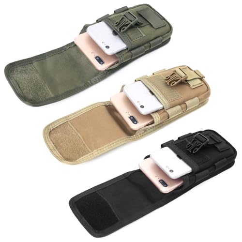 TRIWONDER Tactical Phone Pouch Molle, Smartphone Holster Bag EDC Utility Cellphone Lock Card Holder Organizer Fit for Waist Belt Case - color: 03 Tan