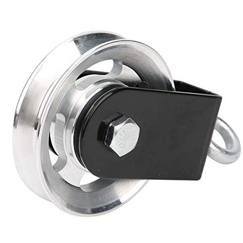 Fitness Equipment Bracket Stainless Steel Pulley, Hanging Wheel DIY Accessory, Mute Pulley with Bearing for Lifting, Rotating Top Ring and Soft Rollers, Durable Rust - Proof Fitnes