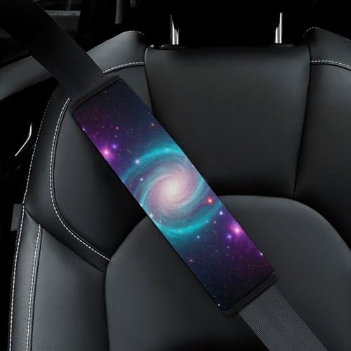 2 Pack Universe Outer Space Blue Purple Starry Sky Night Pattern Car Seat Straps Shoulder Pads Soft Padded Seat Belt Cushion for Kids, All Vehicles, Pressure Relief - color: Pattern 917