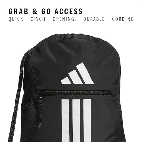 adidas Alliance Sackpack – Drawstring Backpack for Sports, Small Gym Bag, Black/3, OSFA - color: Black/3