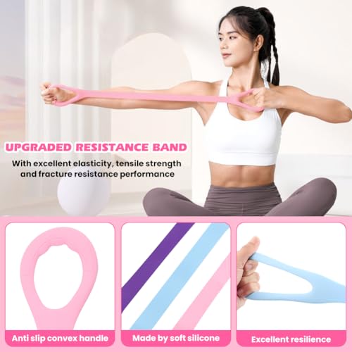 Figure 8 Resistance Bands for Women & Men, 3pcs Elastic Stretch Tubes with Massage Grips for Arm, Back, and Shoulder Training, Portable Home Gym/Yoga Exercise Equipment