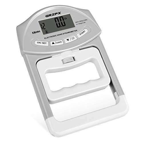 Digital Hand Dynamometer Grip Strength Measurement Meter Auto Capturing Electronic Hand Grip Power 198Lbs / 90Kgs - color: Grey