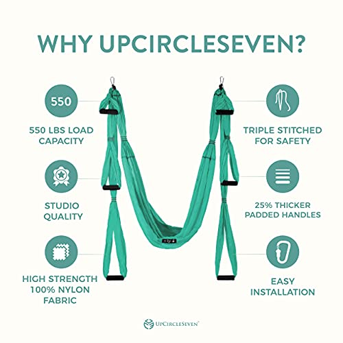 UpCircleSeven Aerial Yoga Swing Set Ceiling Mount Accessories - color: Turquoise
