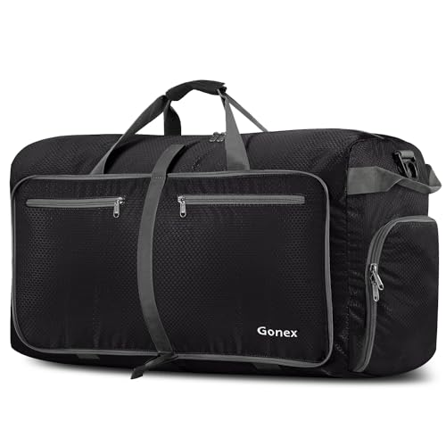 Gonex 150L Large Foldable Travel Duffle Bag with Shoes Compartment, Packable Lightweight Water Repellent Duffel Bag for Camping Gym Weekender Bag Black - color: Black, size: 150L