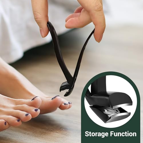 Angled Head Nail Clippers for Seniors, Ergonomic Toenail Clippers for Thick Nails with Wide Jaw Opening, Premium Steel Nail Cutter Nail Clippers with Catcher for Men and Women Black - style: Black Angled Head