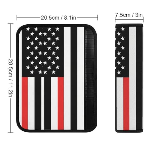 2 Pack Universal Soft and Comfortable Car Seat Belt Pad for Girls and Boys, Stroller Pushchair High Chair, Thin Red Line American Flag Shoulder Protector - color: Pattern 58