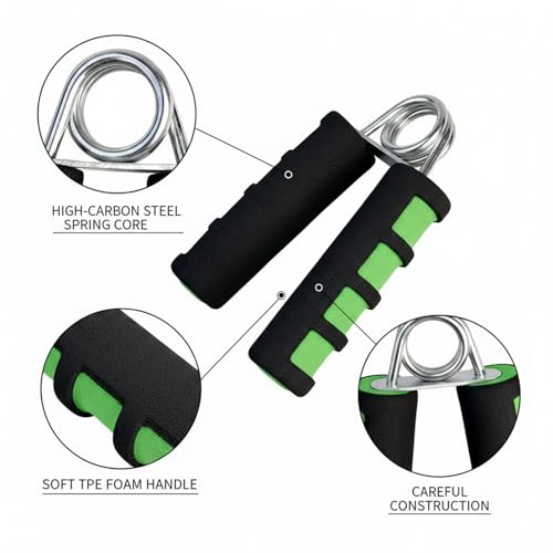 Adjustable Hand Grip Strengthener with Ergonomic TPE Foam Handles for Forearm & Finger Exercise - color: Green