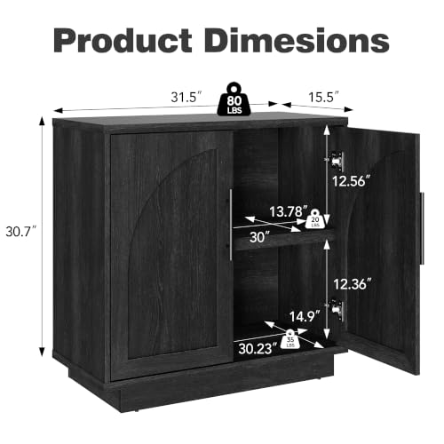 Fatmok Arched Sideboard Buffet Accent Cabinet, 31.5" Credenza with Adjustable Shelf, 4-Piece Modular Coffee Station Storage for Kitchen Living Room Bedroom, Black Grey - color: Cccc-black Grey