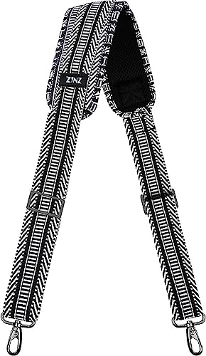 Bag Shoulder Strap, Padded Adjustable Shoulder Strap Replacement - color: Black&white Jacquard, size: 57"