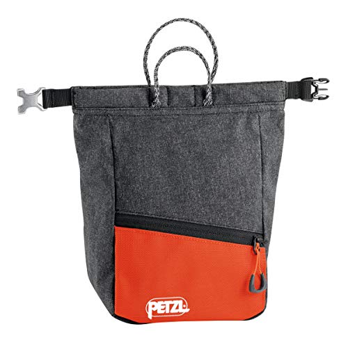 Petzl SAKAB Rock Climbing Chalk Bag - Gray | Large, Roll-Top Bouldering Chalk Bucket