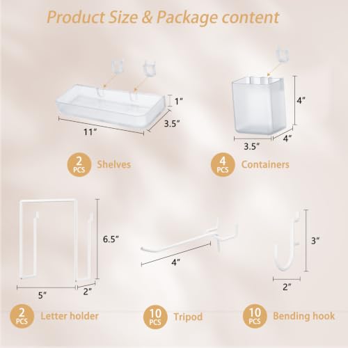FZK 28-Packs Peg Board Organizer Accessories Kit, Transparent | Includes ABS bins, shelves, book racks, and pegboard hooks, fits standard pegboards, ideal for home, office and craft room - color: Clear