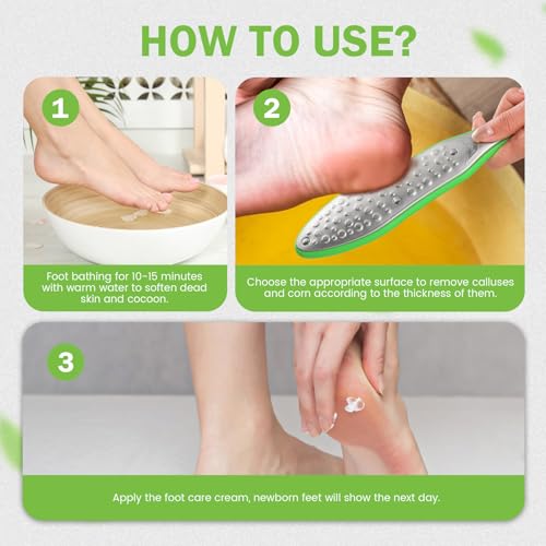 BEZOX Foot Scrubber for Dead Skin(1PCS) - Double Sided Feet File Callus Remover, Heavy Duty Stainless Steel Heel Scraper, Cracked Heel Repair - Green - style: Green