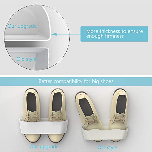 Wall Mounted Shoes Rack 2Pack with Sticky Hanging Strips, Plastic Shoes Holder Storage Organizer,Door Shoe Hangers (SM03-White-2) - color: SM03-White-2