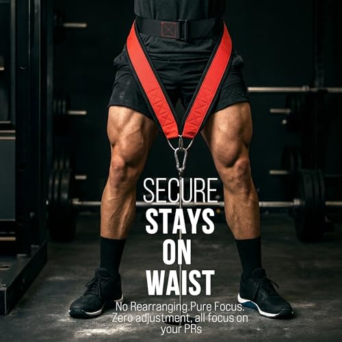 Heavy-Duty Belt for Belt Squats, Weight Training Rack Attachment, Squat Machine Accessory, Strength Training Equipment - color: Red