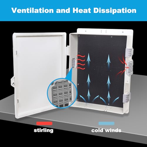 Electrical Junction Box, Outdoor Water Resistant Nema Enclosure, Ventilated ABS Plastic WiFi Project Box with Internal Mounting Panel & Hinged Cover 13" Lx 9.2" Wx 3.7" H - size: 13"L x 9.2"W x 3.7"H