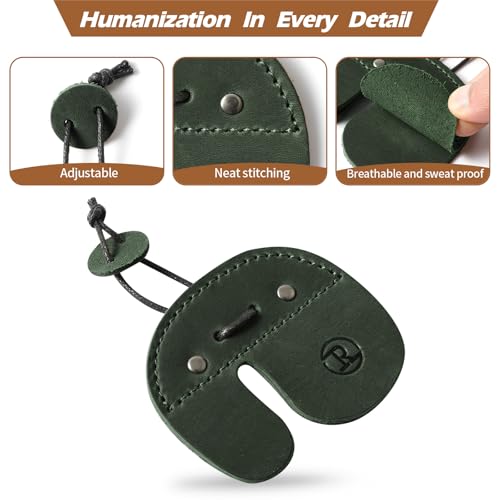 Leather Archery Finger Tabs,Handmade Archery Finger Guard for Shooting Practice Gear, Recurve Bow Fingers Tab - color: Green