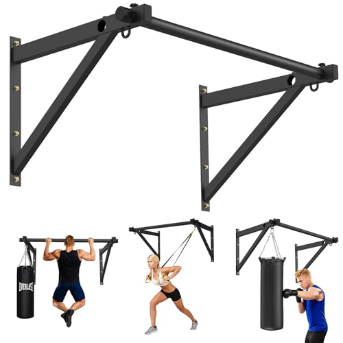 Wall Mounted Pull Up Bar, Adjustable Depth Pull-up Bar with 500LBS Weight Capacity, Maintain Upper Body Strength & Core Stability, Home or Garage Gym Chin Up Workout Training Station