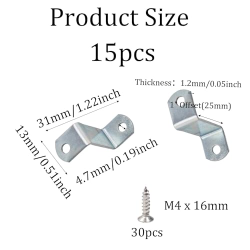 15PCS 1" Canvas Clips for Picture Framing, Offset Mounting Hardware with Screws for Art and Mirror Installation - size: 1 Inch